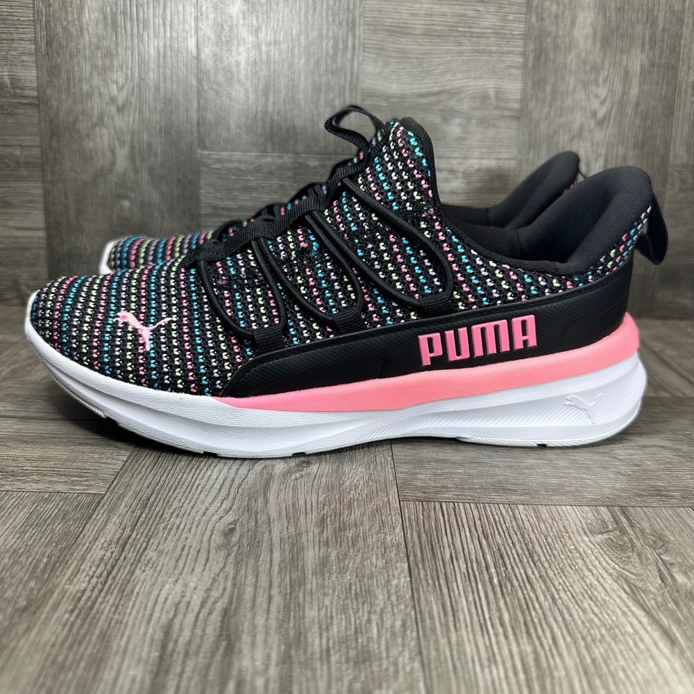 Puma One4All 2.0 Slip On Womens 7.5 Black Pink Multi Knit Athletic Sneakers NEW - Picture 2 of 8